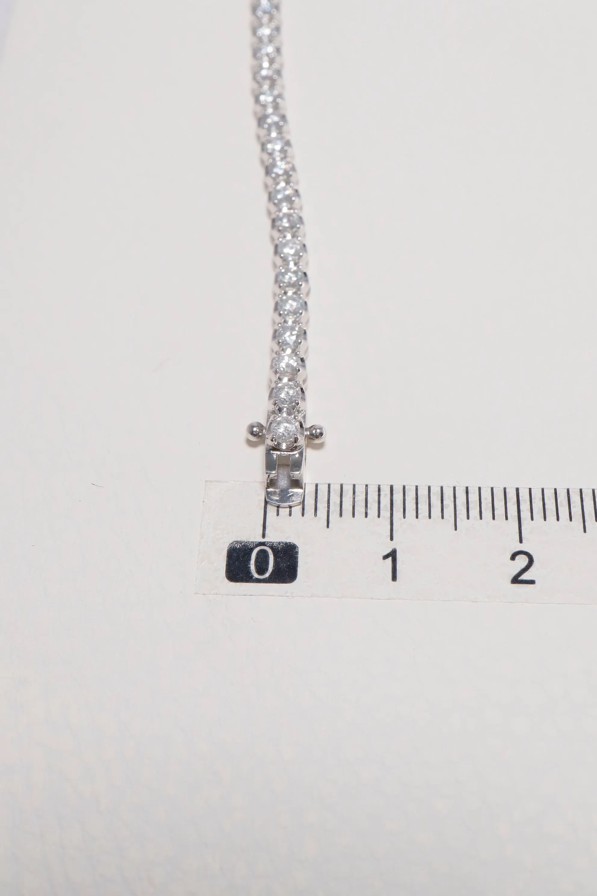 14K Solid White Gold 2.3mm Lab Round Cut Tennis Bracelet
