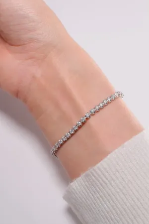 14K Solid White Gold 2.3mm Lab Round Cut Tennis Bracelet