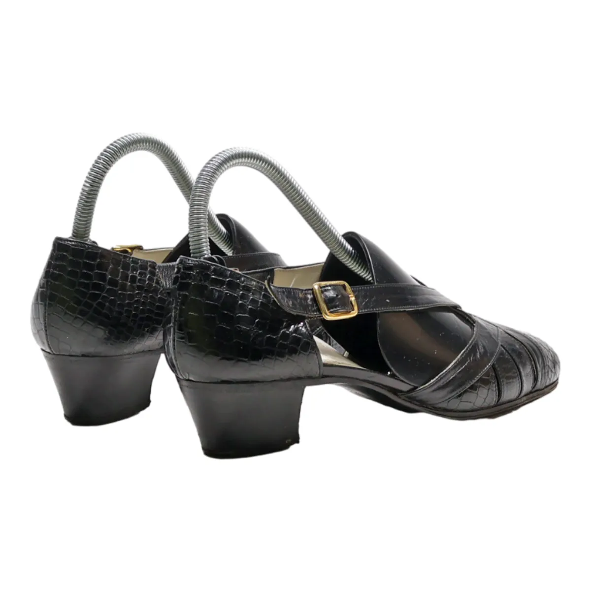 ALEXANDRIA Strappy Heels Black Leather Womens UK 4.5