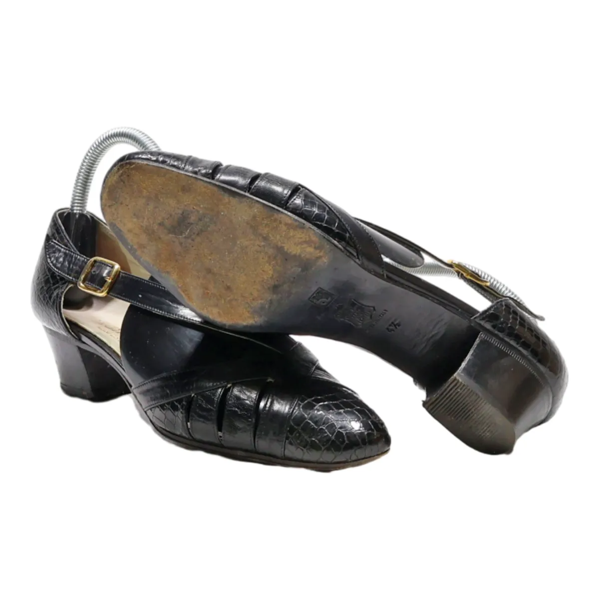 ALEXANDRIA Strappy Heels Black Leather Womens UK 4.5
