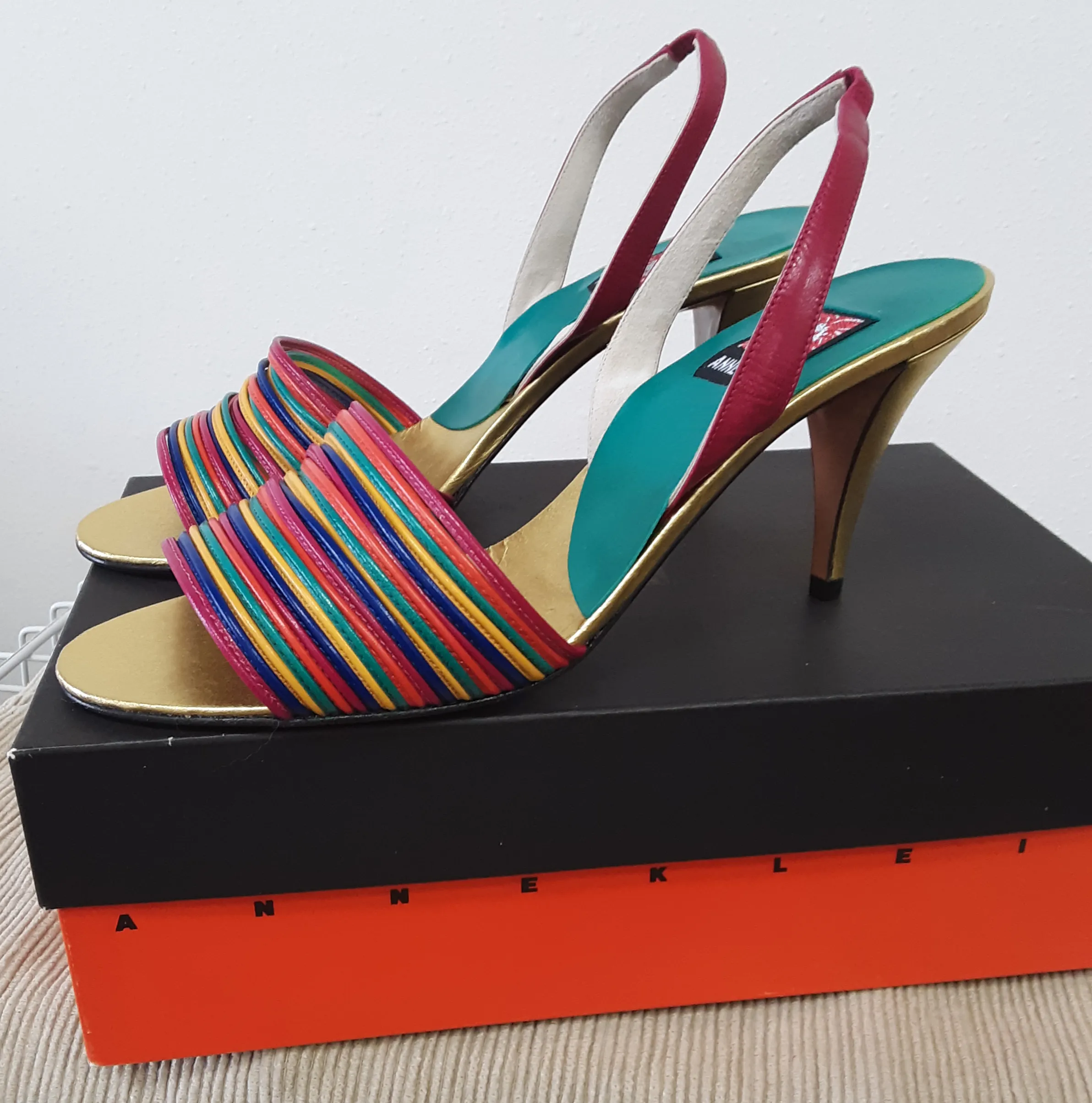 Anne Klein Bali Multi-Color Leather Heeled Sandal