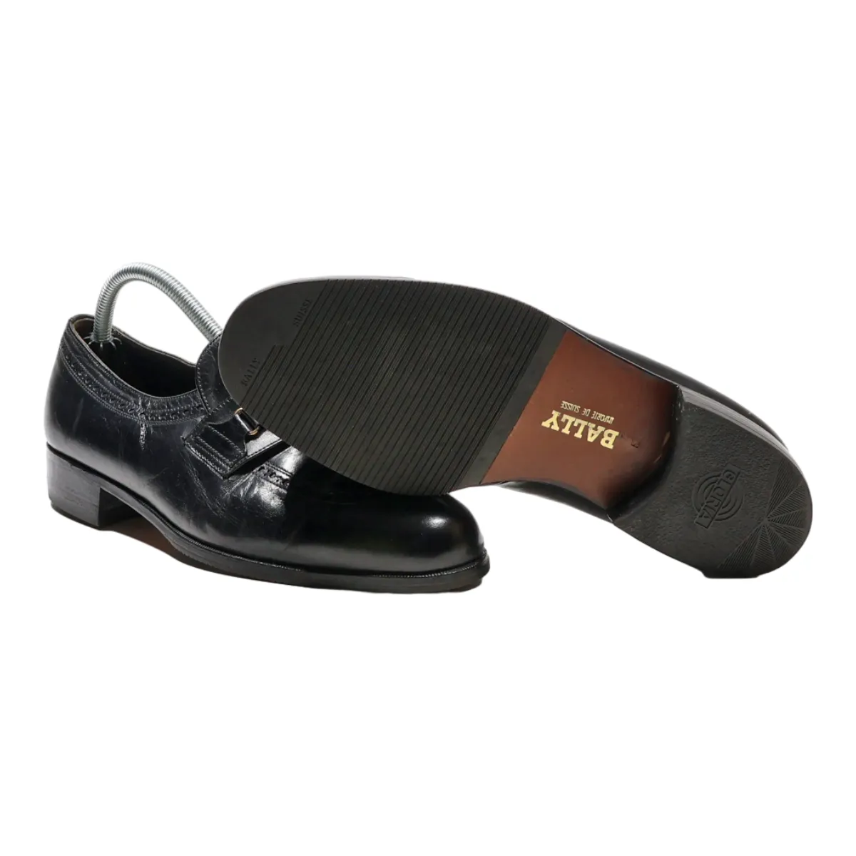 BALLY Brogue Loafer Shoes Black Leather Womens UK 6