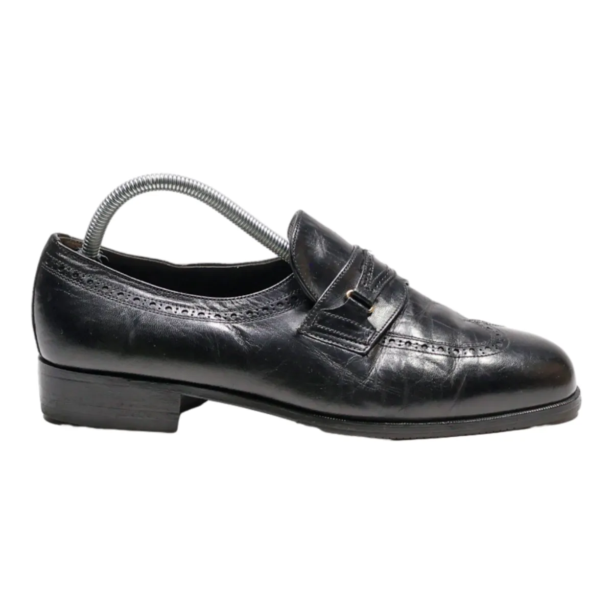 BALLY Brogue Loafer Shoes Black Leather Womens UK 6