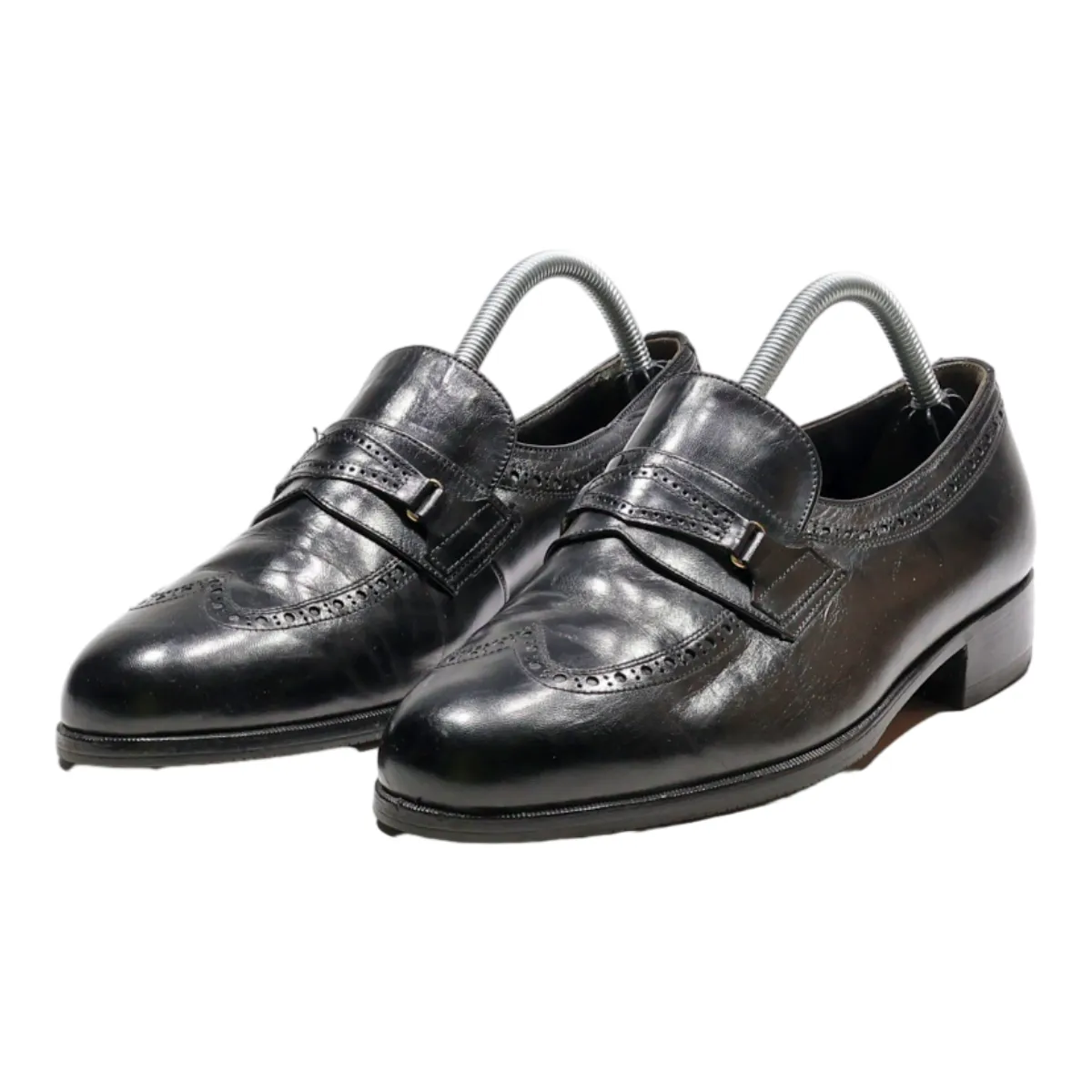 BALLY Brogue Loafer Shoes Black Leather Womens UK 6
