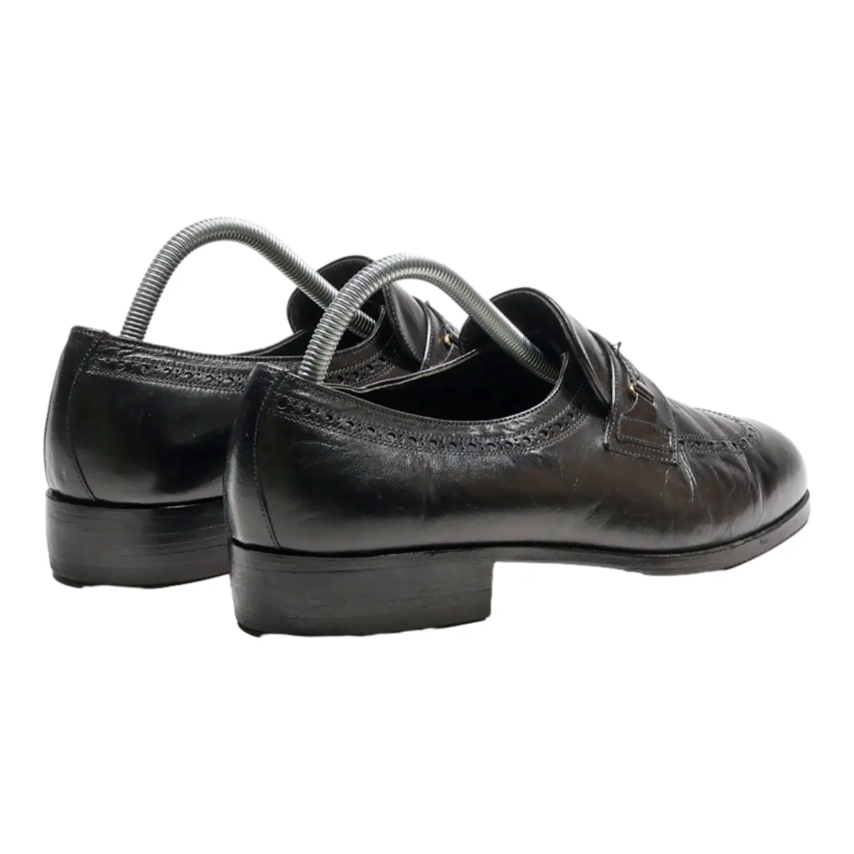 BALLY Brogue Loafer Shoes Black Leather Womens UK 6