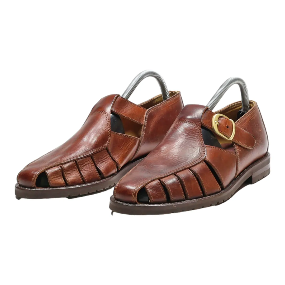 BALLY Fisherman Sandals Brown Leather Mens UK 7.5