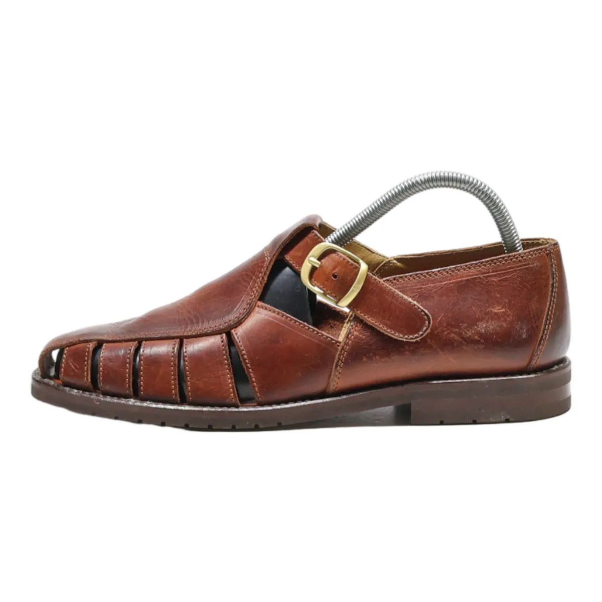 BALLY Fisherman Sandals Brown Leather Mens UK 7.5