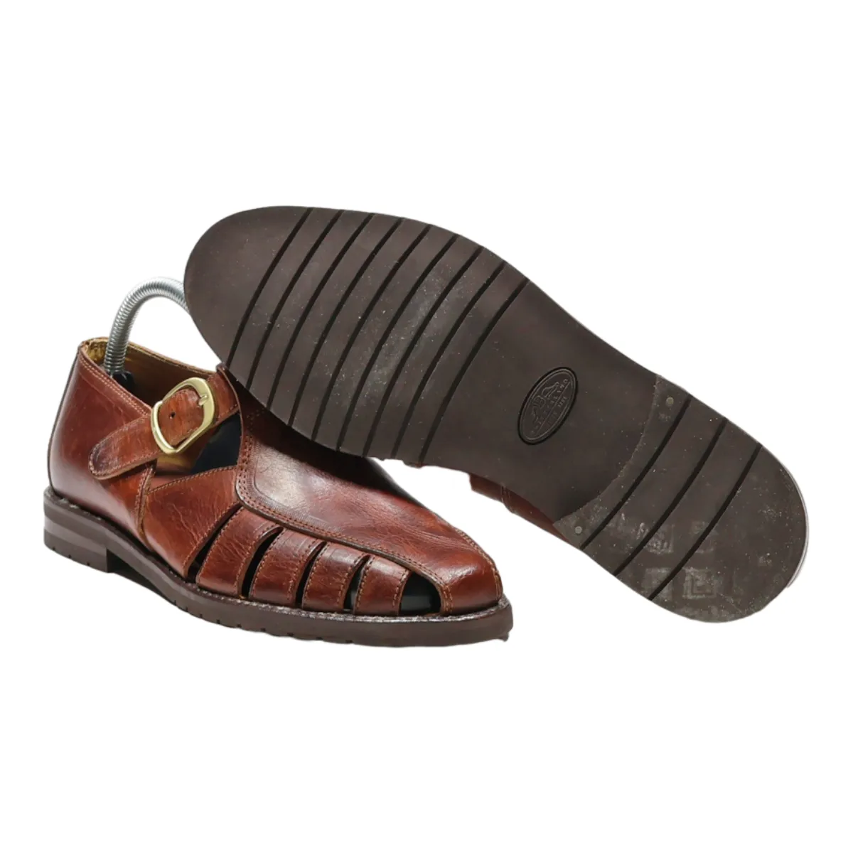 BALLY Fisherman Sandals Brown Leather Mens UK 7.5