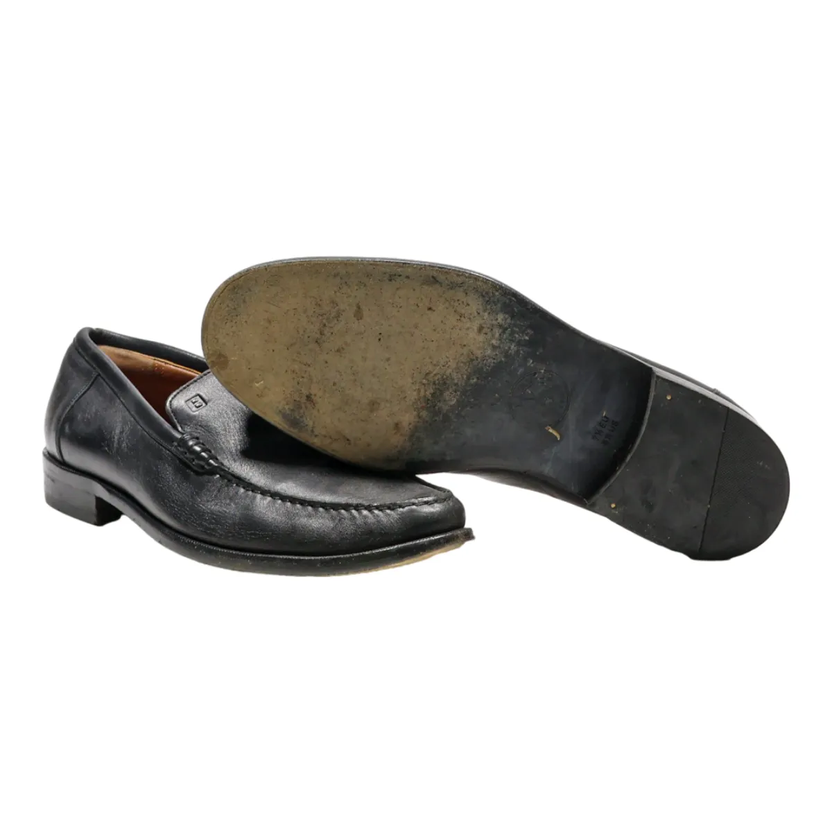 BALLY Loafer Shoes Black Leather Mens UK 7.5