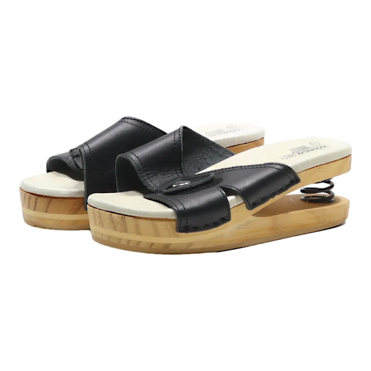 BIANCA Platform Slider Sandals Black Leather Womens UK 5