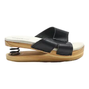BIANCA Platform Slider Sandals Black Leather Womens UK 5
