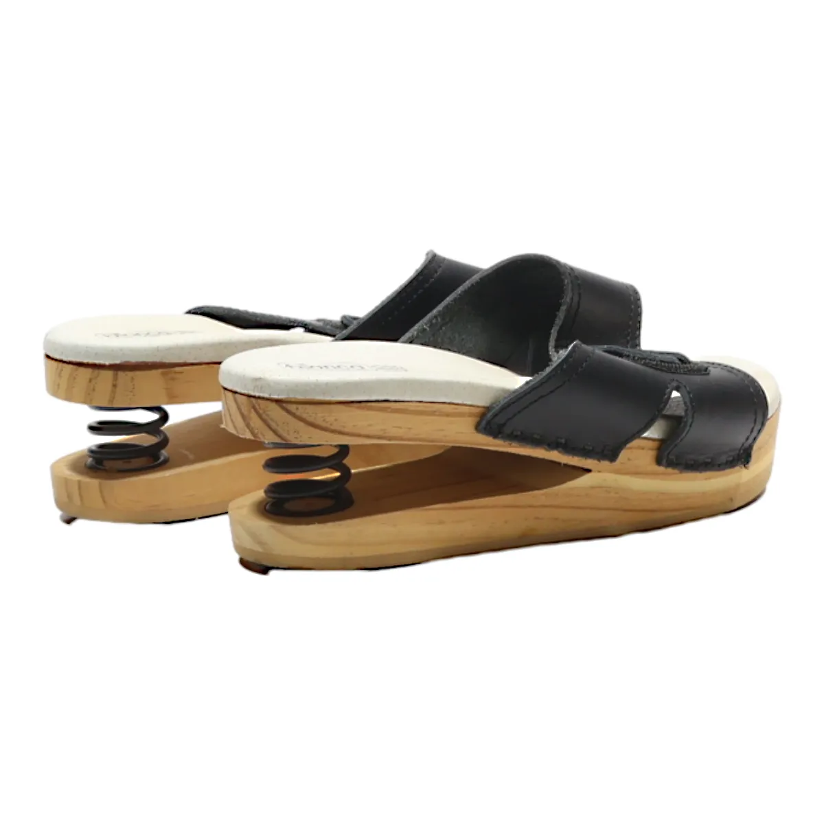 BIANCA Platform Slider Sandals Black Leather Womens UK 5
