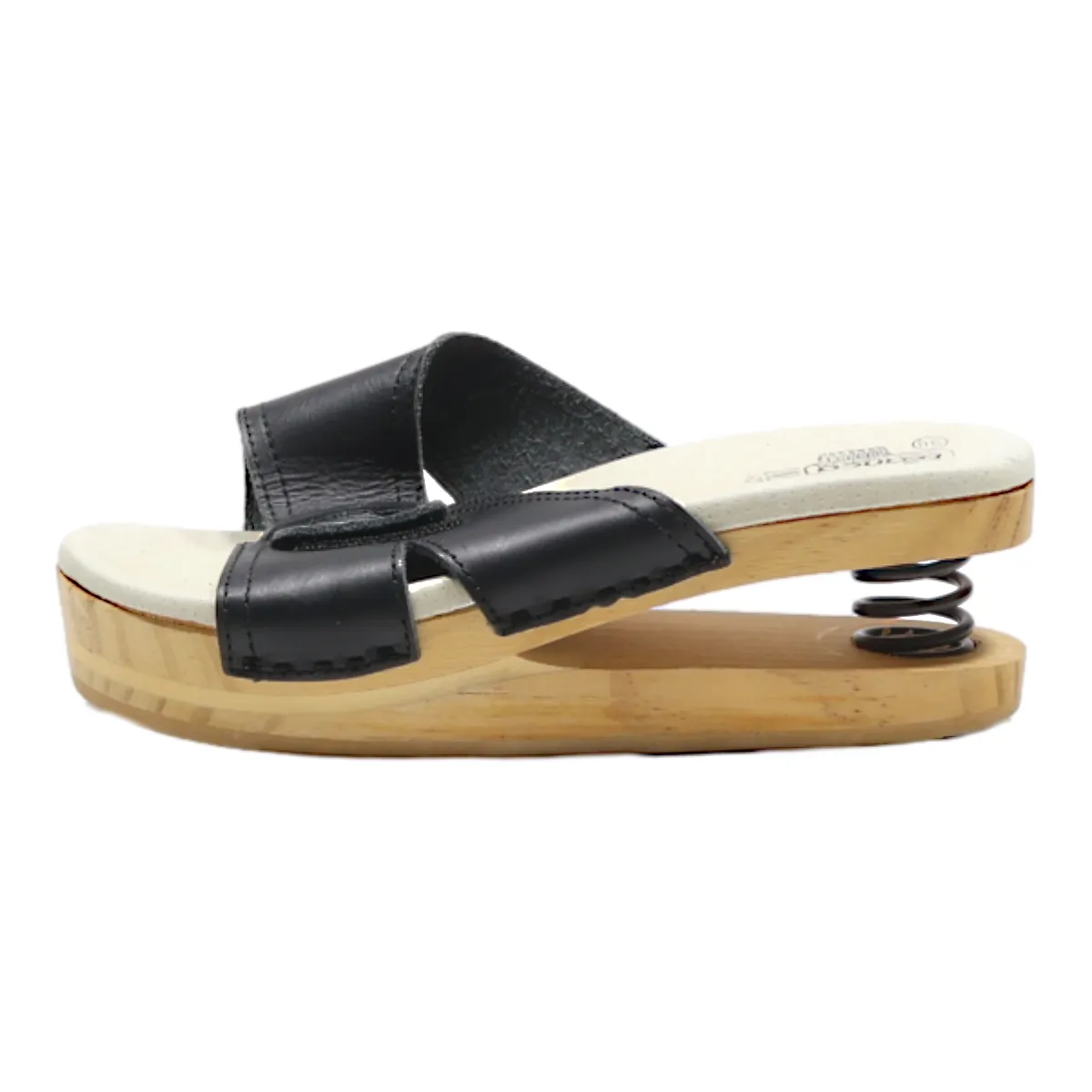 BIANCA Platform Slider Sandals Black Leather Womens UK 5
