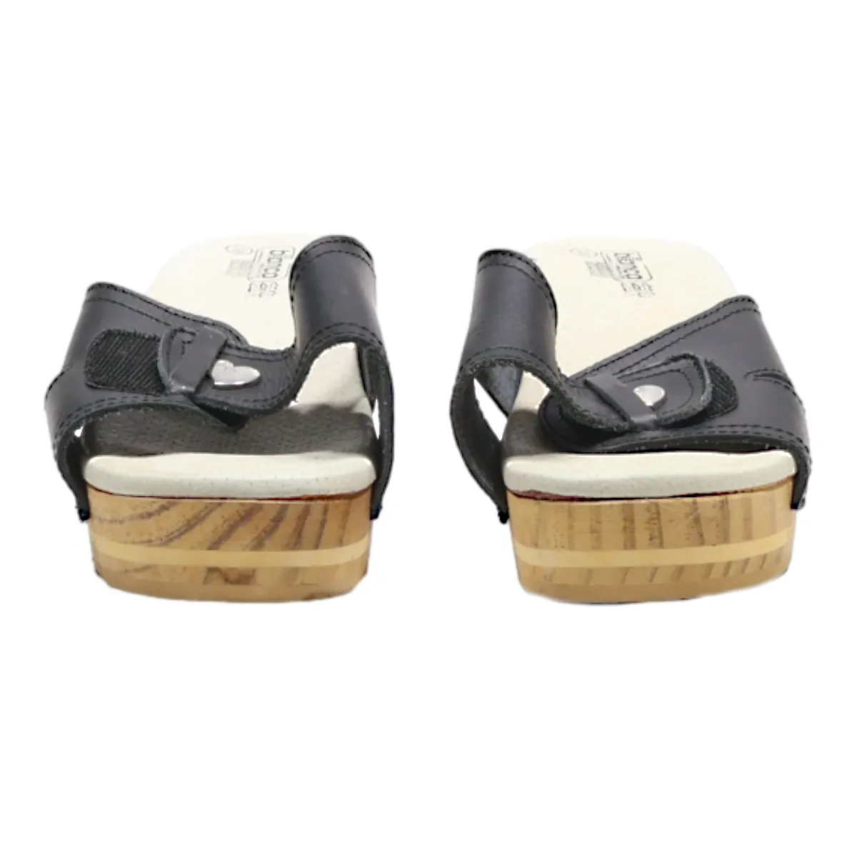 BIANCA Platform Slider Sandals Black Leather Womens UK 5