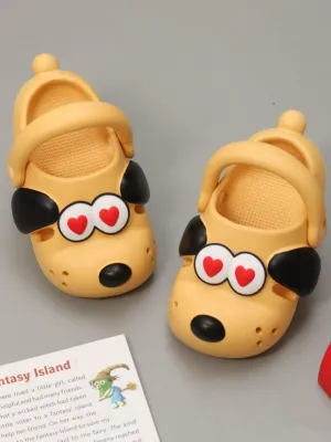 Bright Yellow Adorable Puppy Love Clogs for Girls