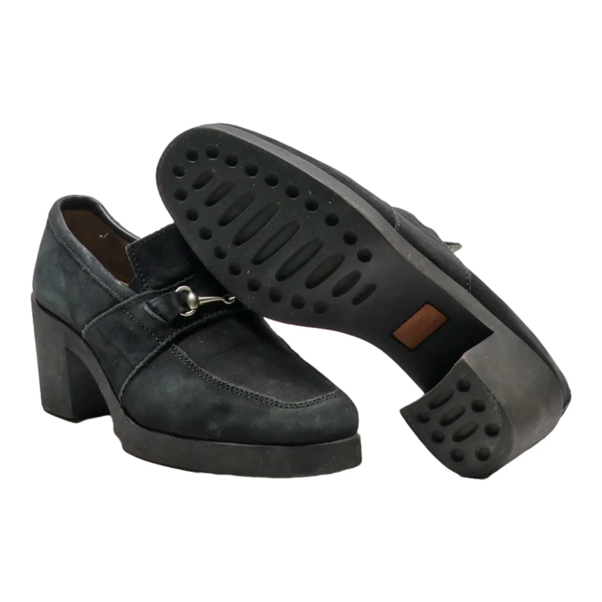 BRUNO & JOEL Heeled Loafer Shoes Black Suede Womens UK 4
