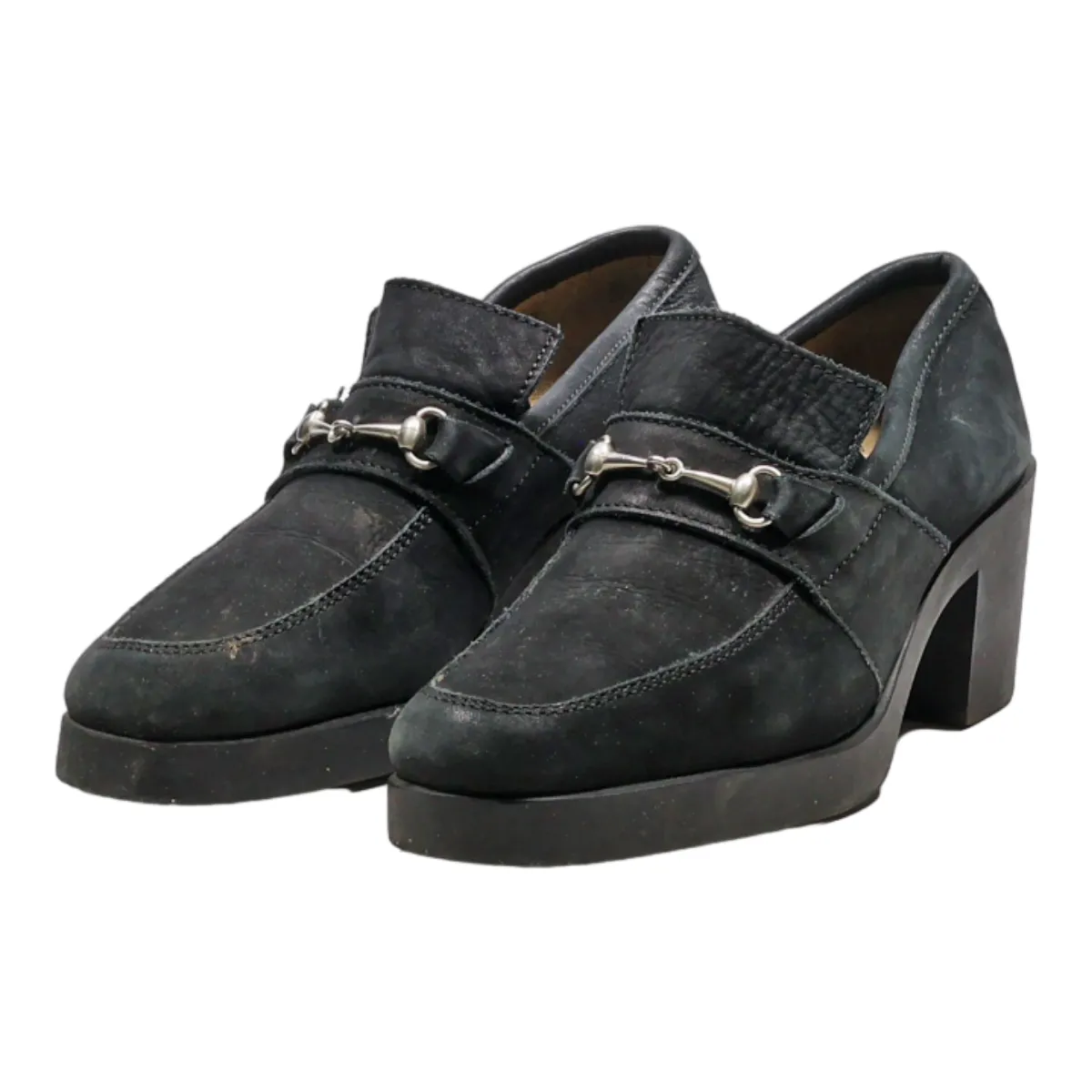 BRUNO & JOEL Heeled Loafer Shoes Black Suede Womens UK 4