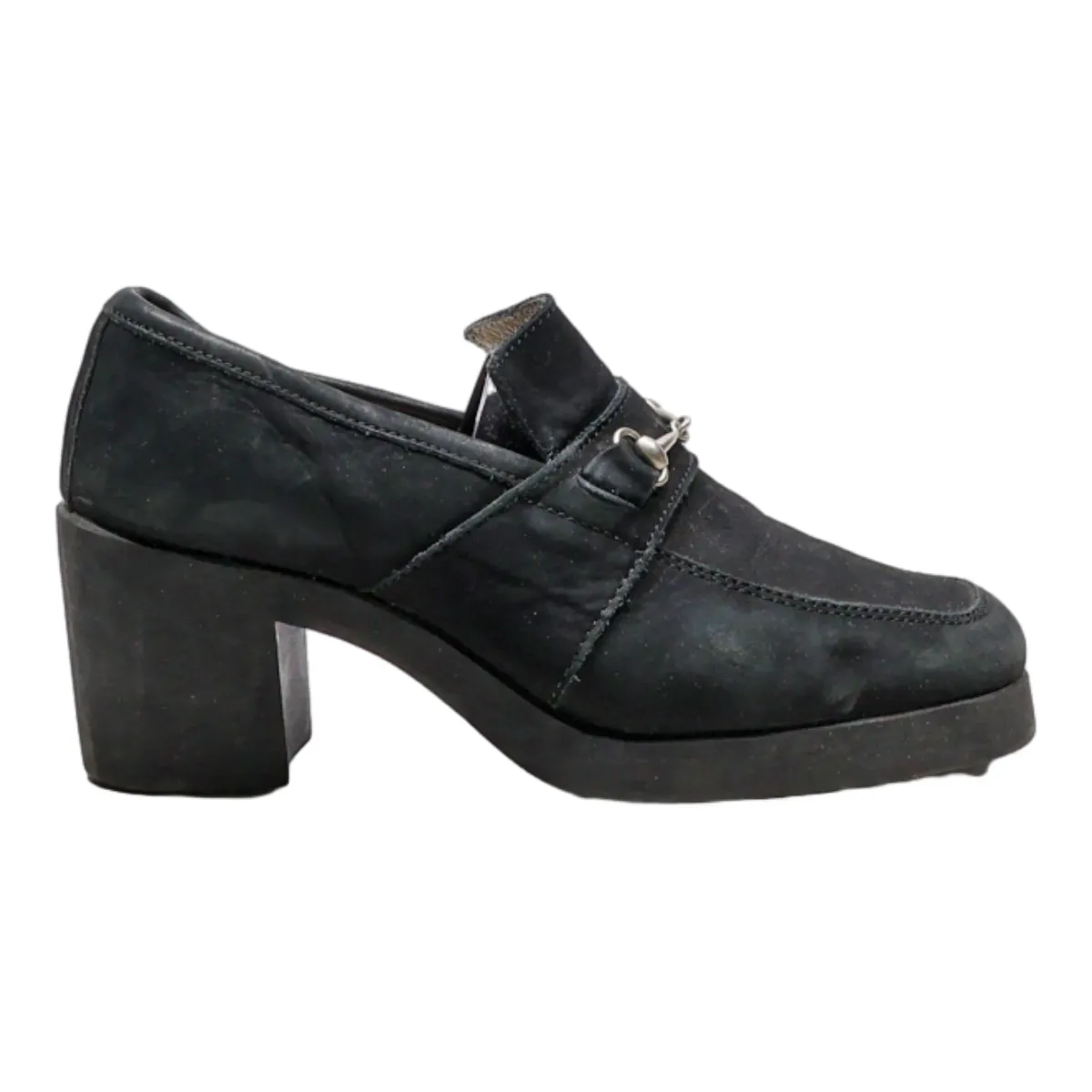 BRUNO & JOEL Heeled Loafer Shoes Black Suede Womens UK 4