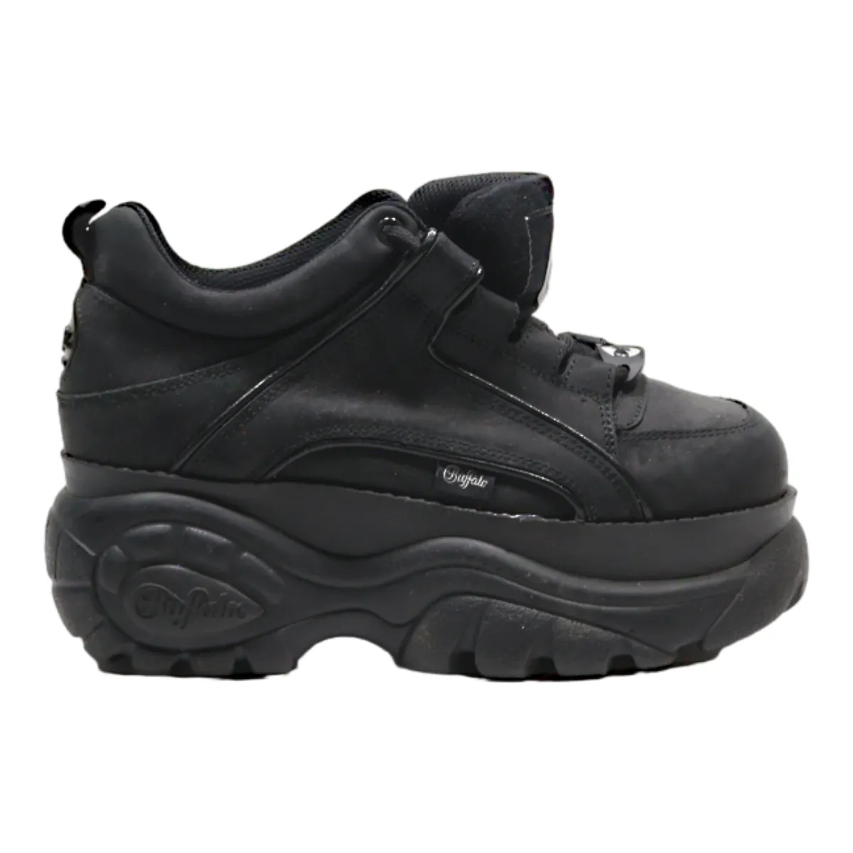 BUFFALO Platform Sneaker Trainers Black Leather Womens UK 3