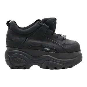 BUFFALO Platform Sneaker Trainers Black Leather Womens UK 3