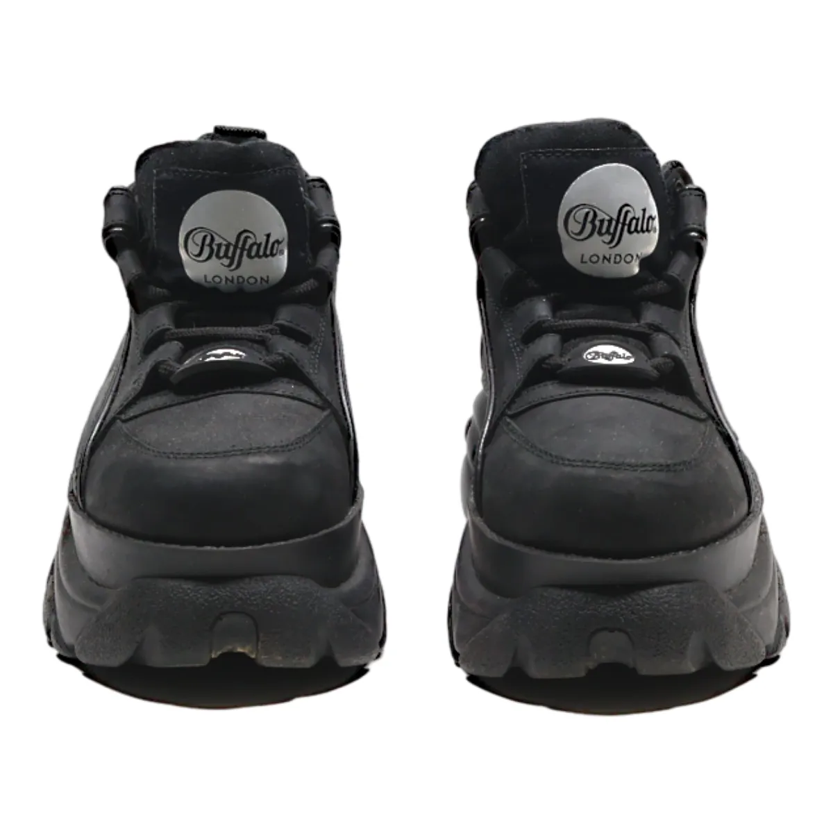 BUFFALO Platform Sneaker Trainers Black Leather Womens UK 3