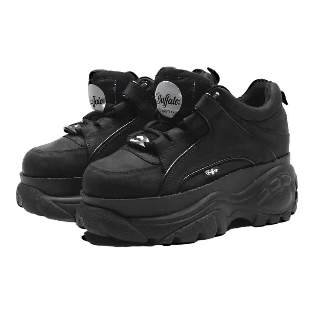 BUFFALO Platform Sneaker Trainers Black Leather Womens UK 3