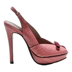 BUFFALO Slingback Heels Pink Leather Womens UK 3.5