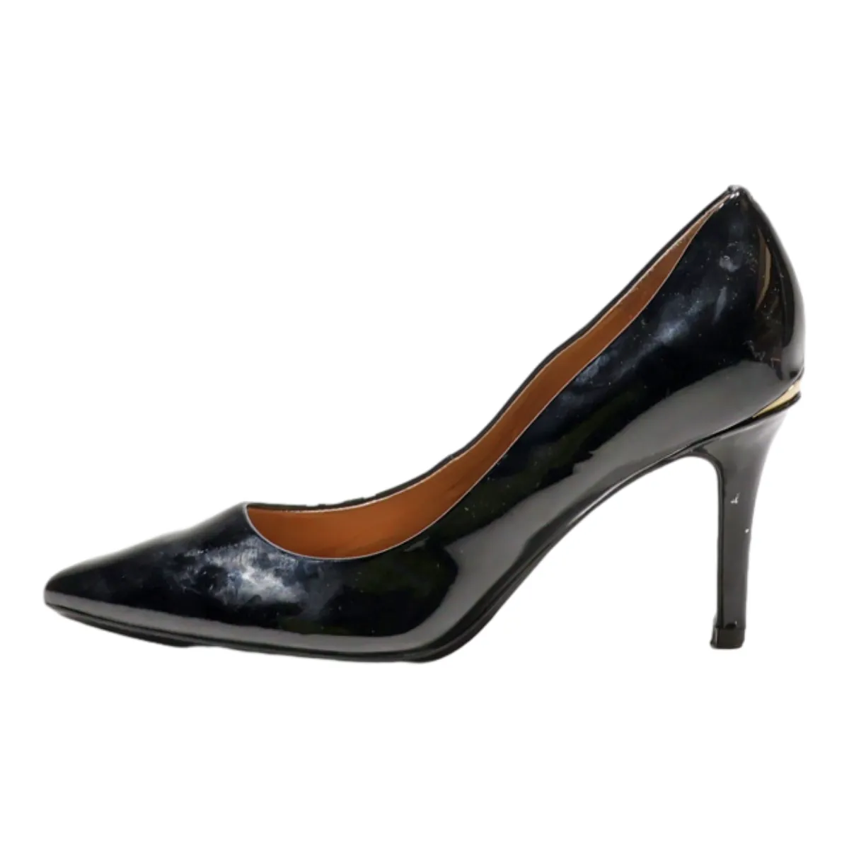 CALVIN KLEIN Pump Heels Black Leather Womens UK 4.5