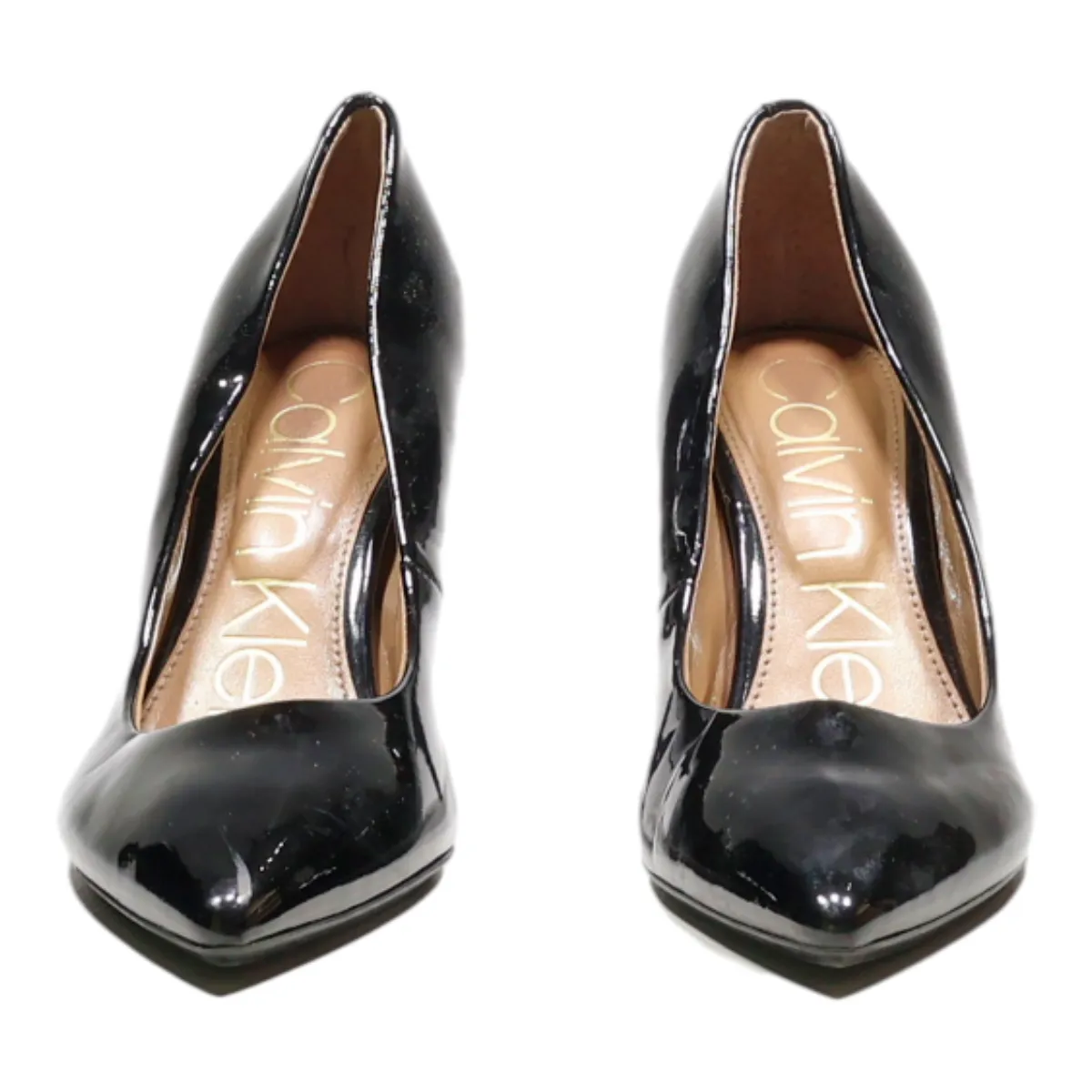 CALVIN KLEIN Pump Heels Black Leather Womens UK 4.5