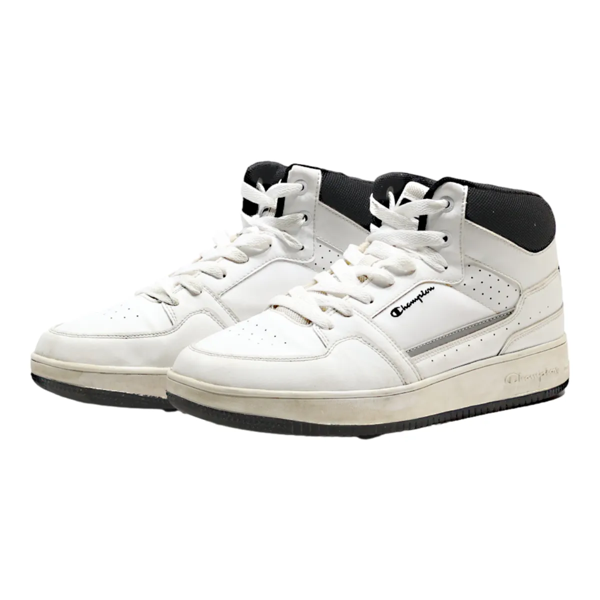 CHAMPION High Top Trainers White Leather Mens UK 8.5