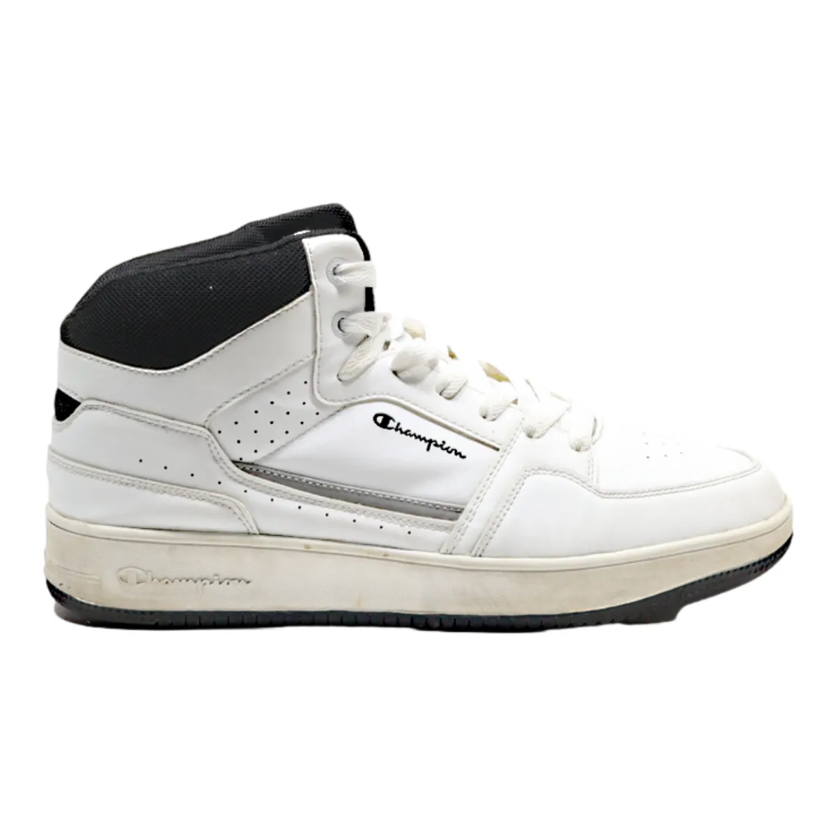 CHAMPION High Top Trainers White Leather Mens UK 8.5