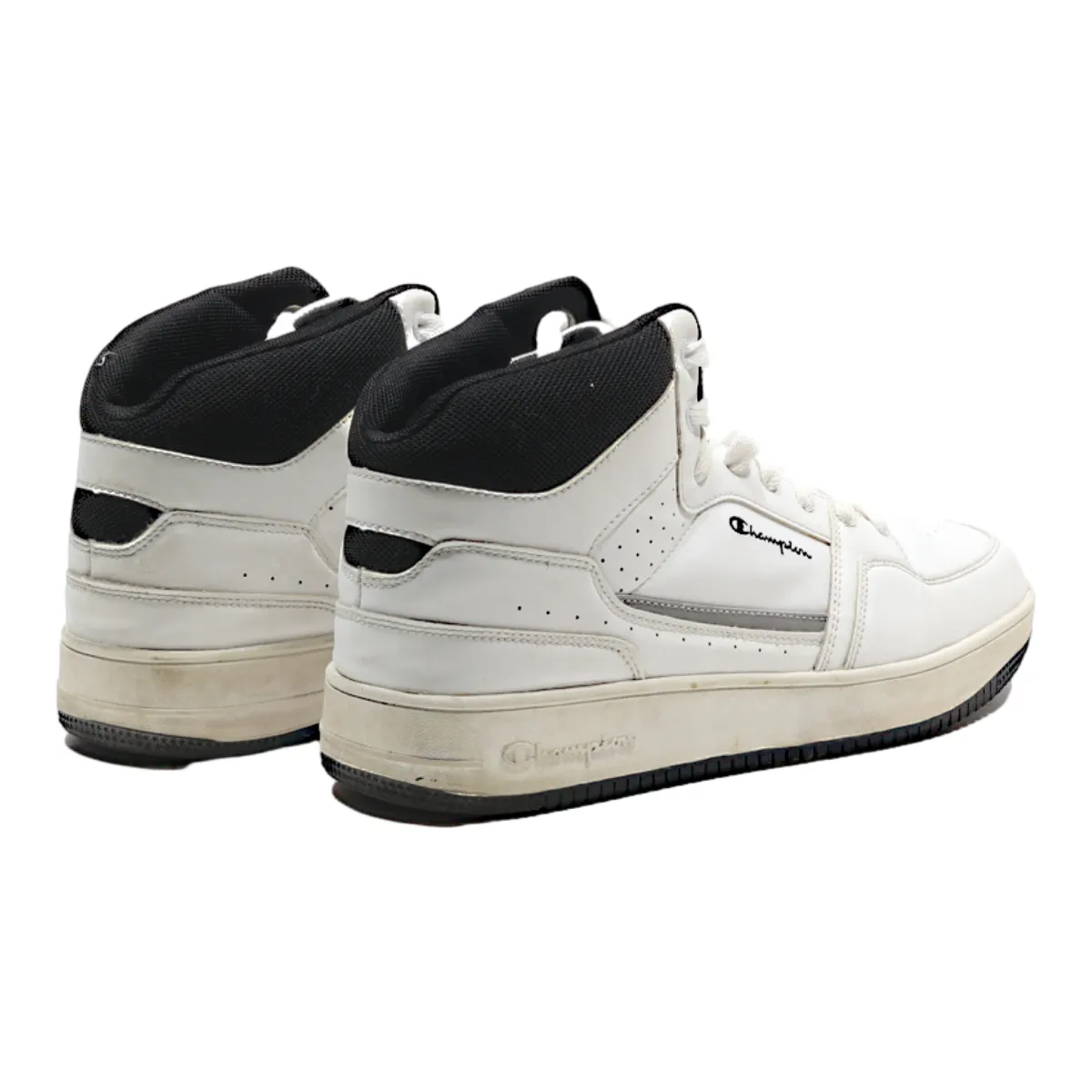 CHAMPION High Top Trainers White Leather Mens UK 8.5