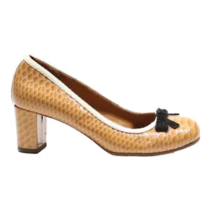 CHIE MAHARA Court Heels Orange Leather Womens UK 5