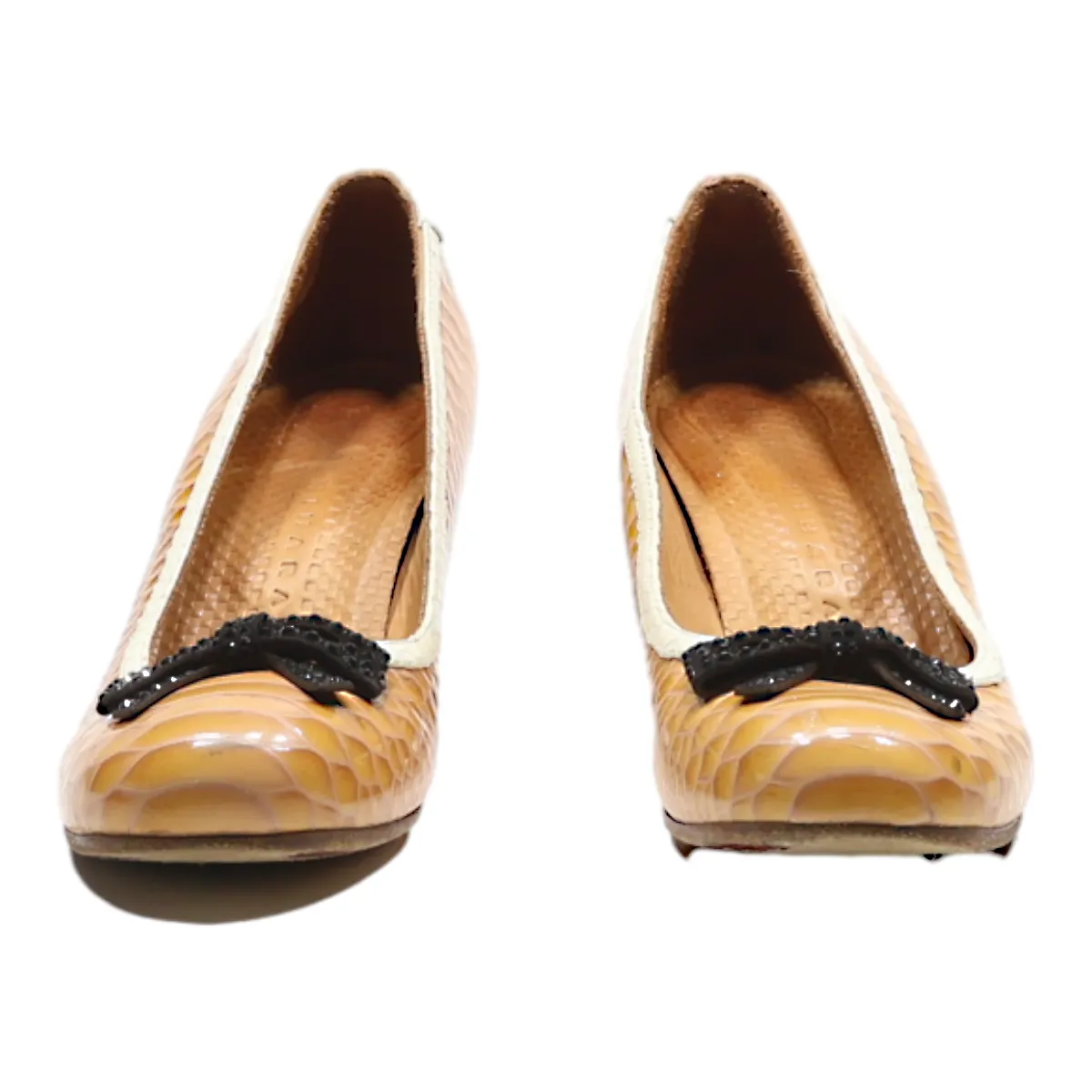 CHIE MAHARA Court Heels Orange Leather Womens UK 5