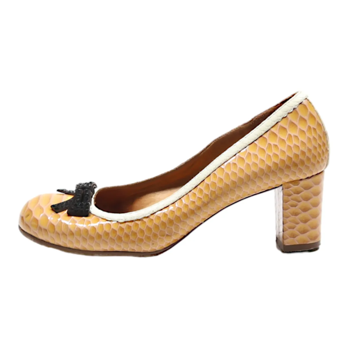 CHIE MAHARA Court Heels Orange Leather Womens UK 5