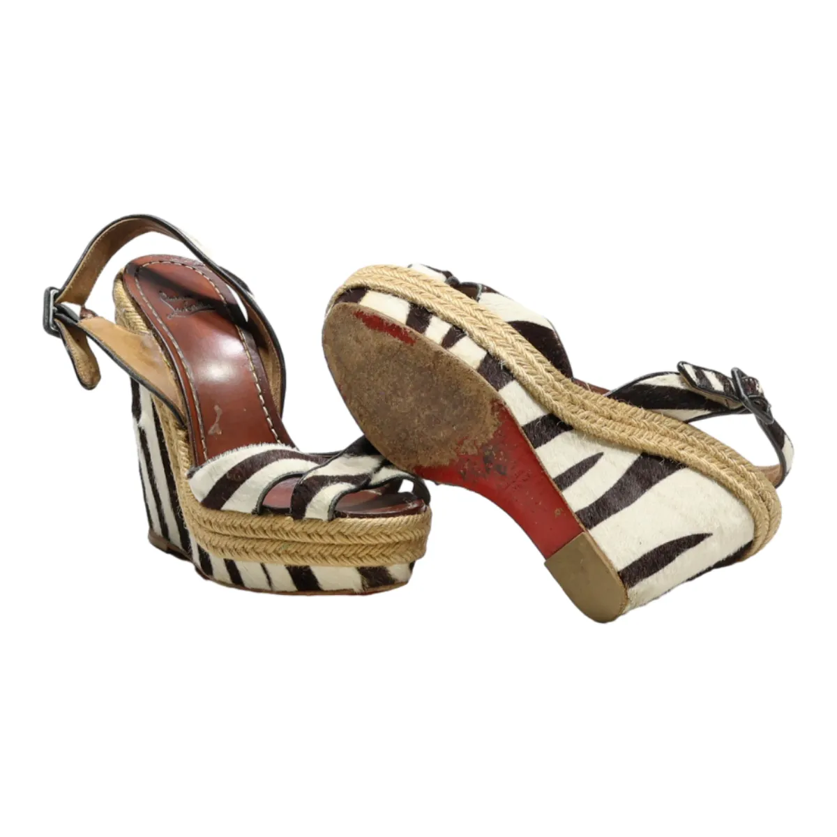 CHRISTIAN LOUBOUTIN Wedge Heels Beige Synthetic Womens UK 3