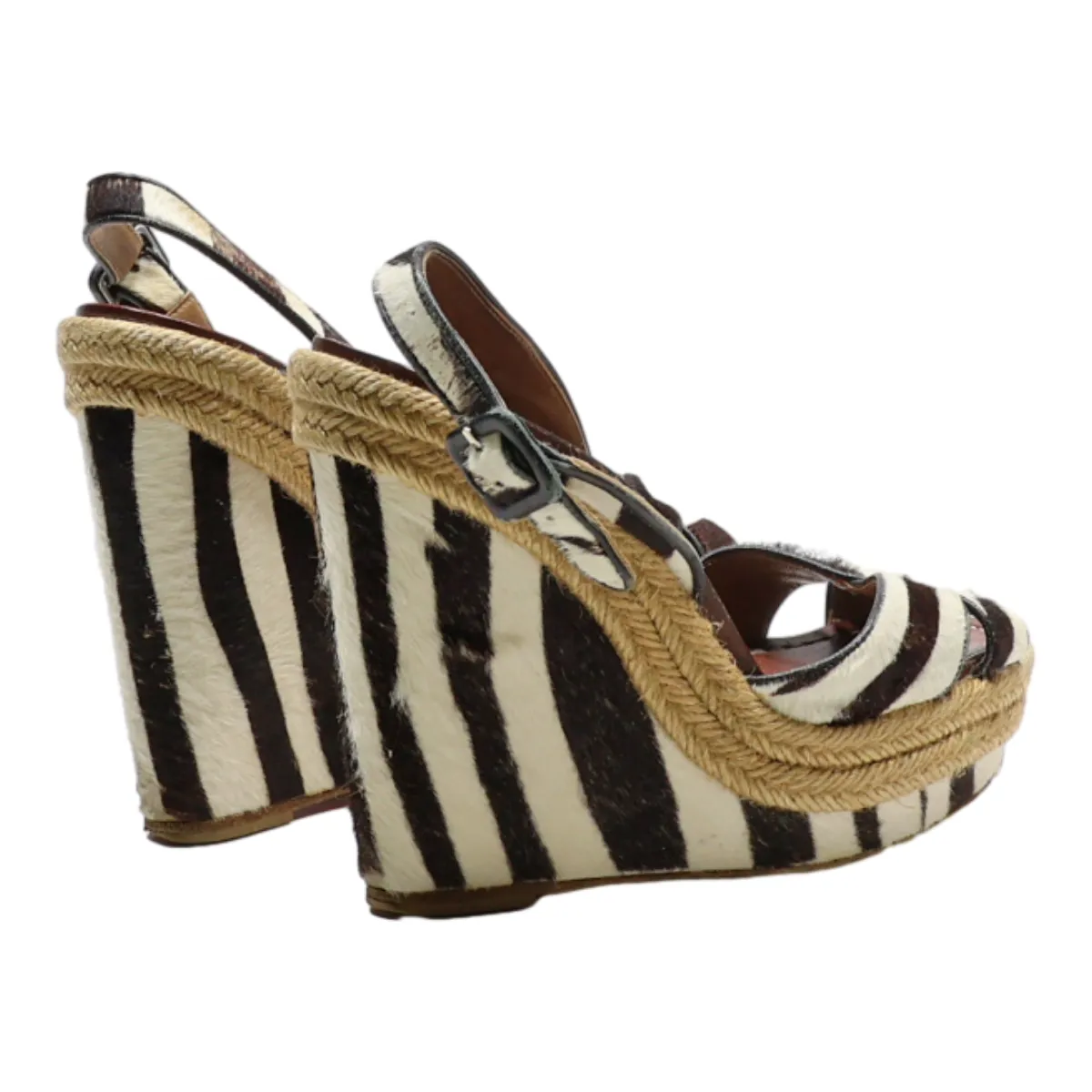CHRISTIAN LOUBOUTIN Wedge Heels Beige Synthetic Womens UK 3