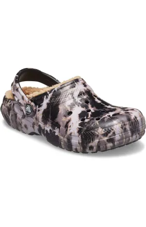 Classic Lined Bleach Dye Clog   Black
