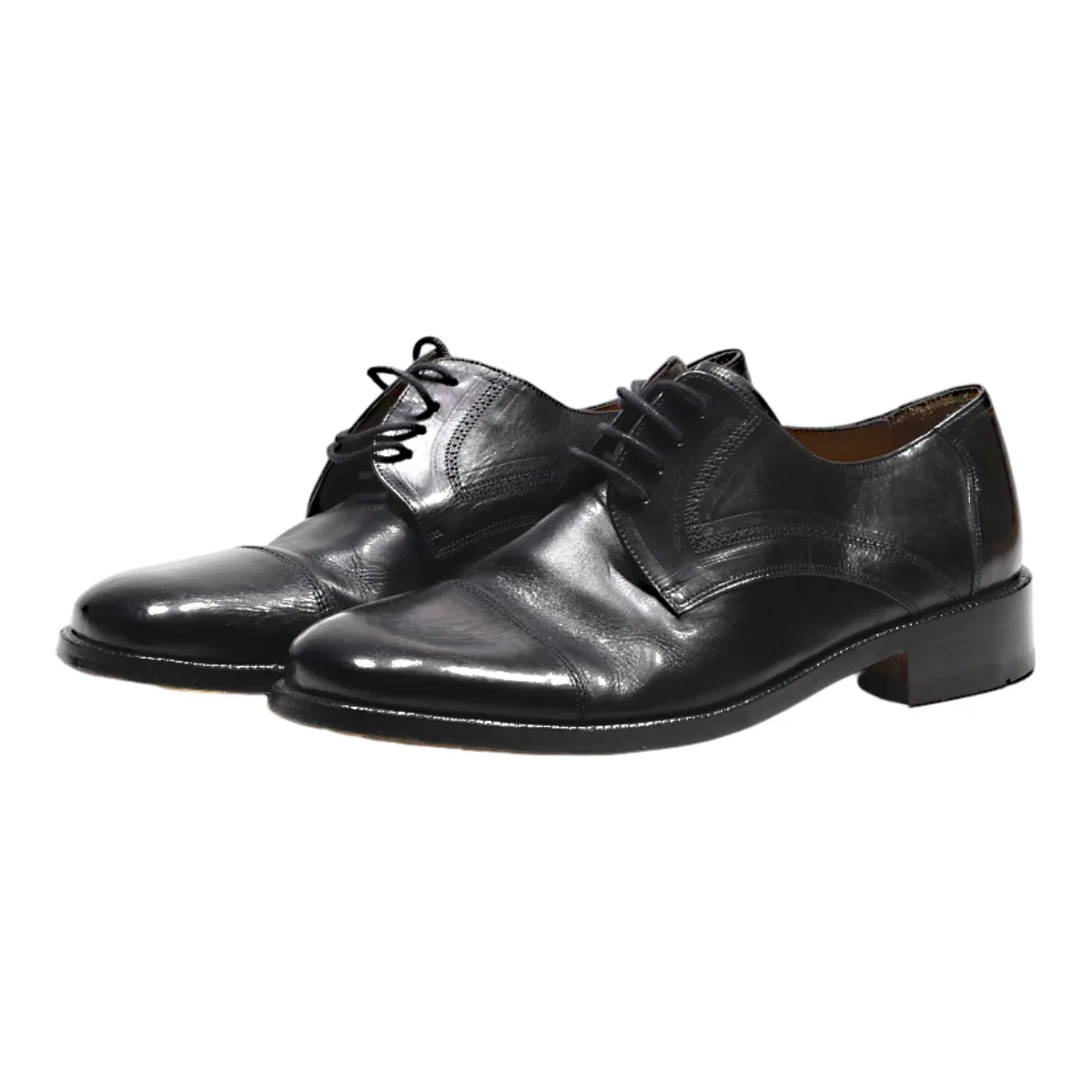 DA MARSIL Derby Shoes Black Leather Mens UK 7