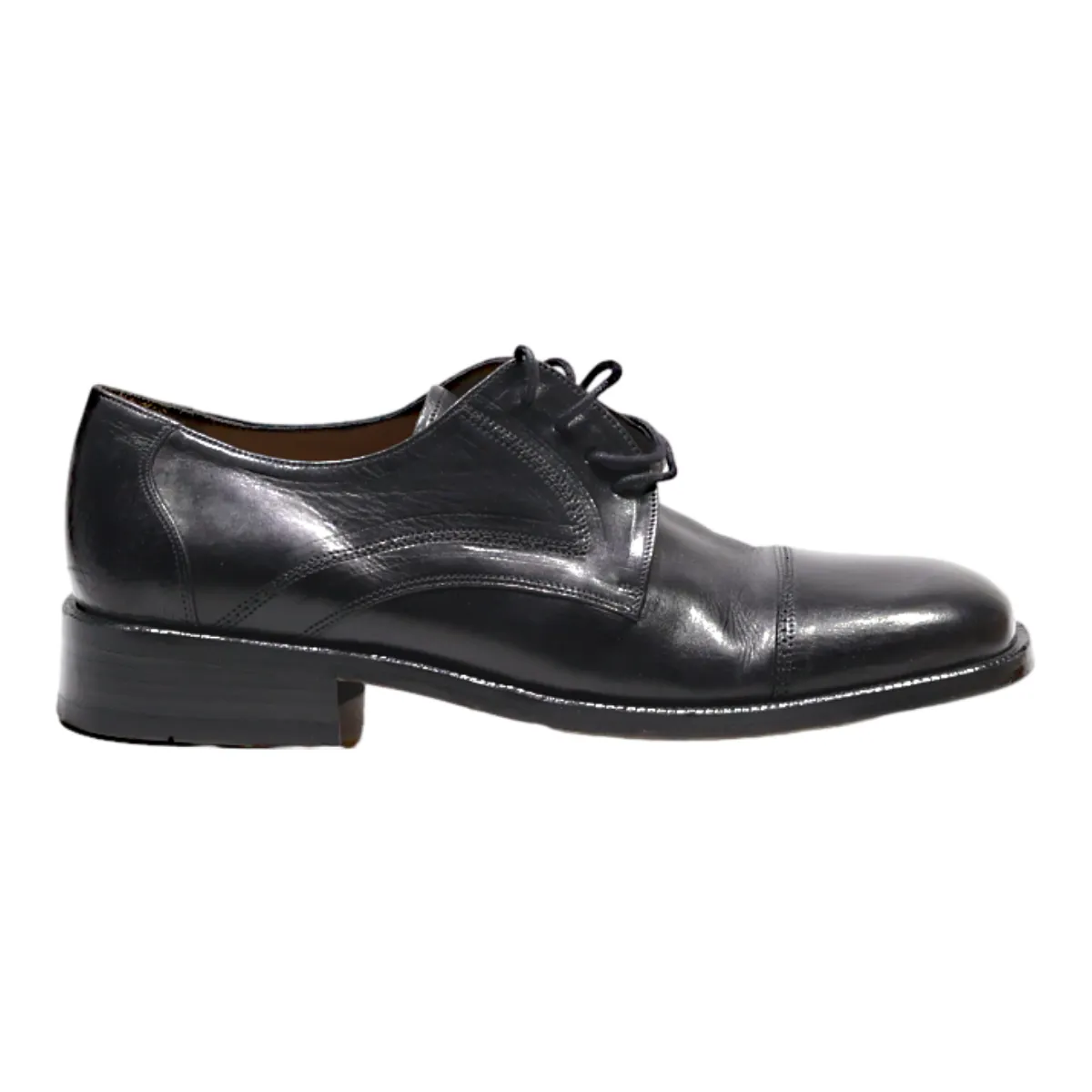 DA MARSIL Derby Shoes Black Leather Mens UK 7