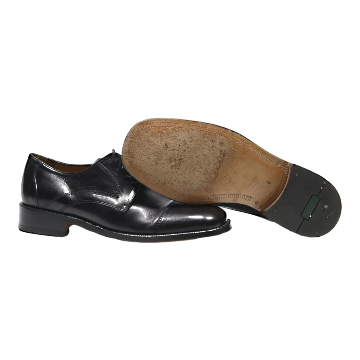 DA MARSIL Derby Shoes Black Leather Mens UK 7