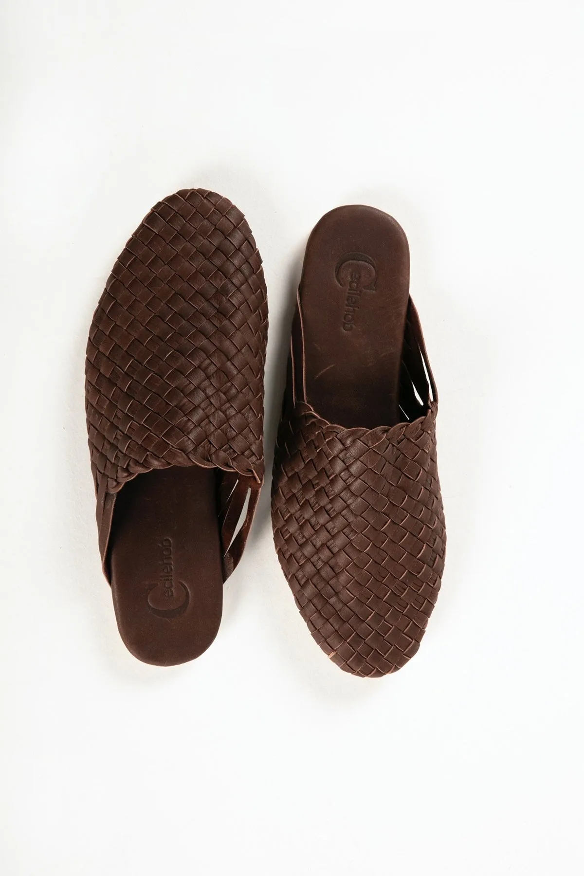Dark Brown Handwoven Lambskin Slippers
