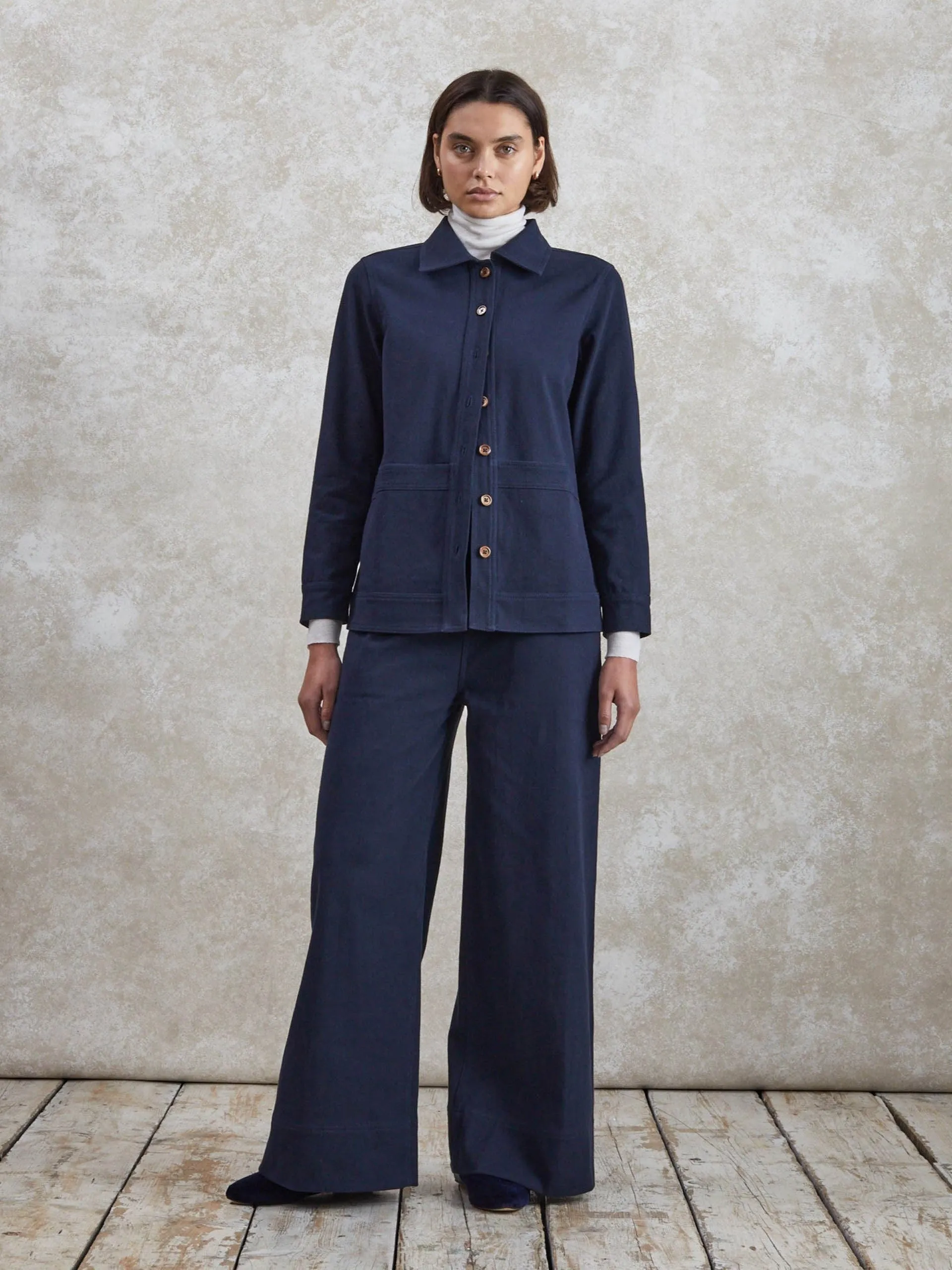 Dark navy Greta drill trousers
