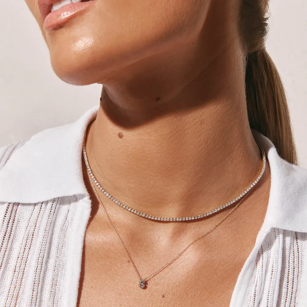Diamond Tennis Necklace in 10k Gold
