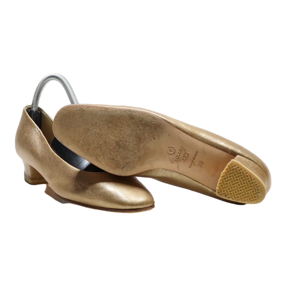 POLLINI Ballet Shoes Gold Leather Womens UK 5