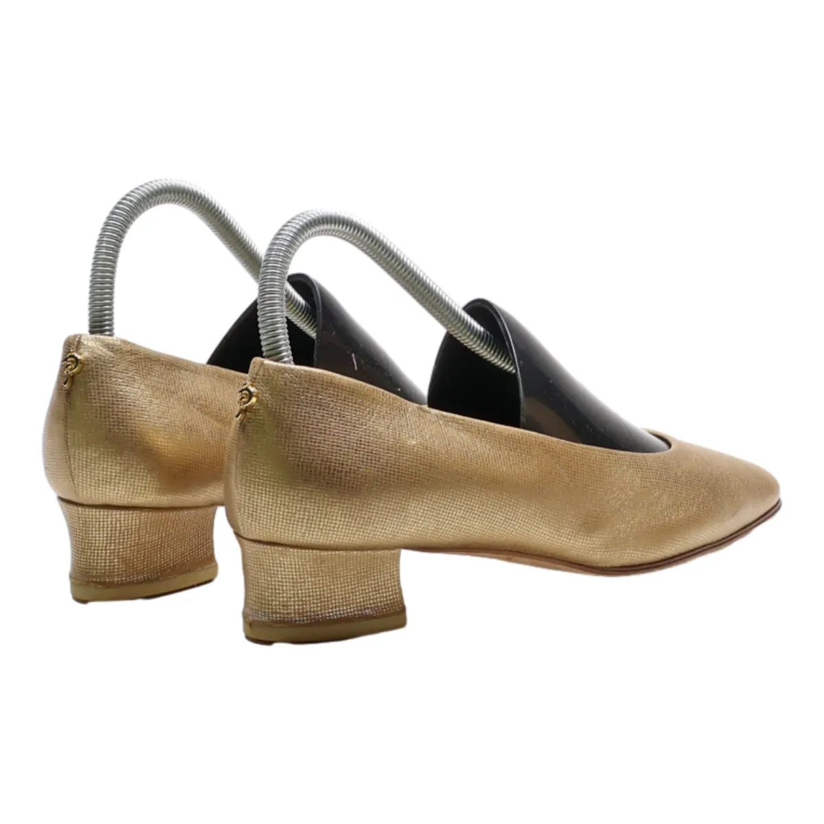 POLLINI Ballet Shoes Gold Leather Womens UK 5