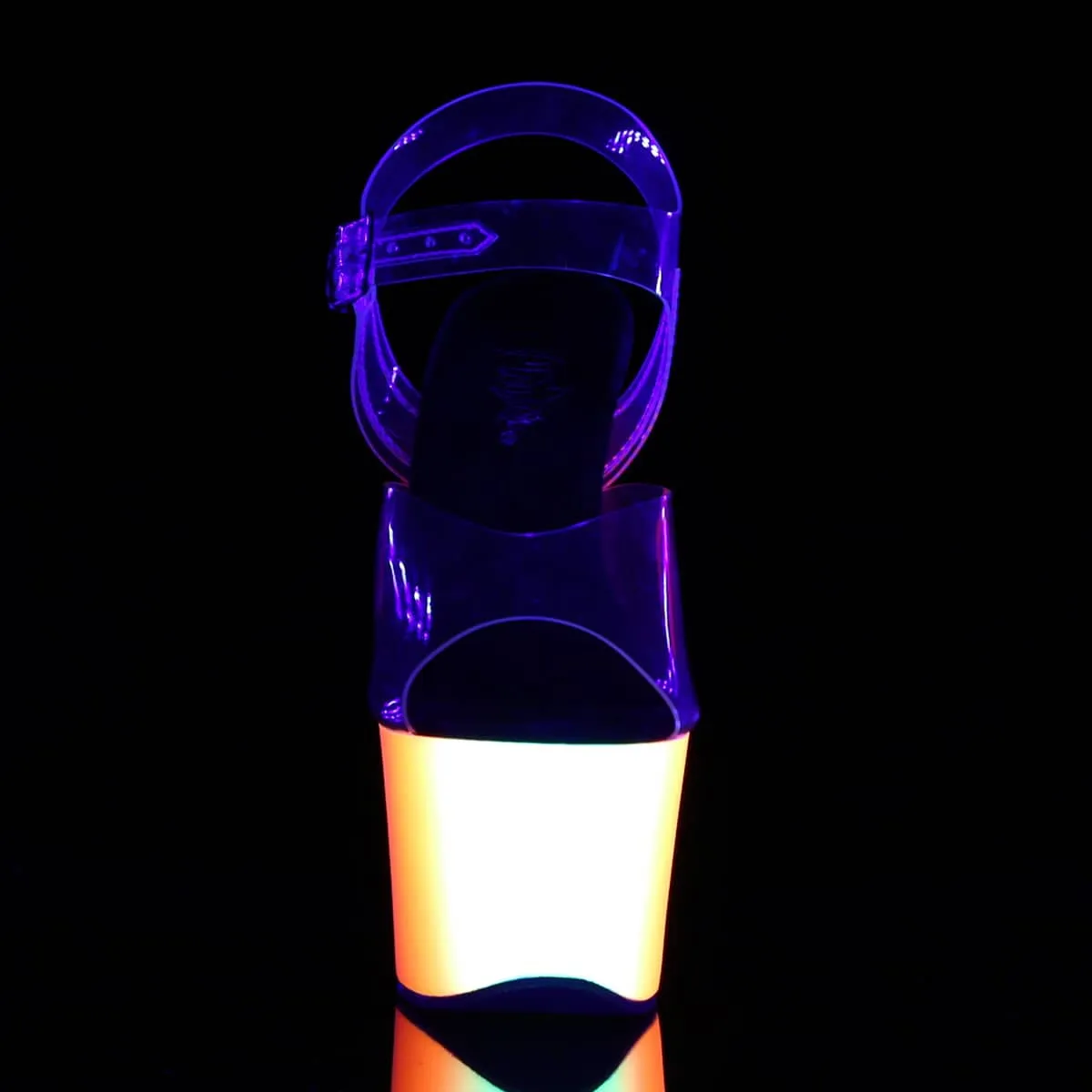 RAINBOW-308UV Clear & Orange Ankle Peep Toe High Heel