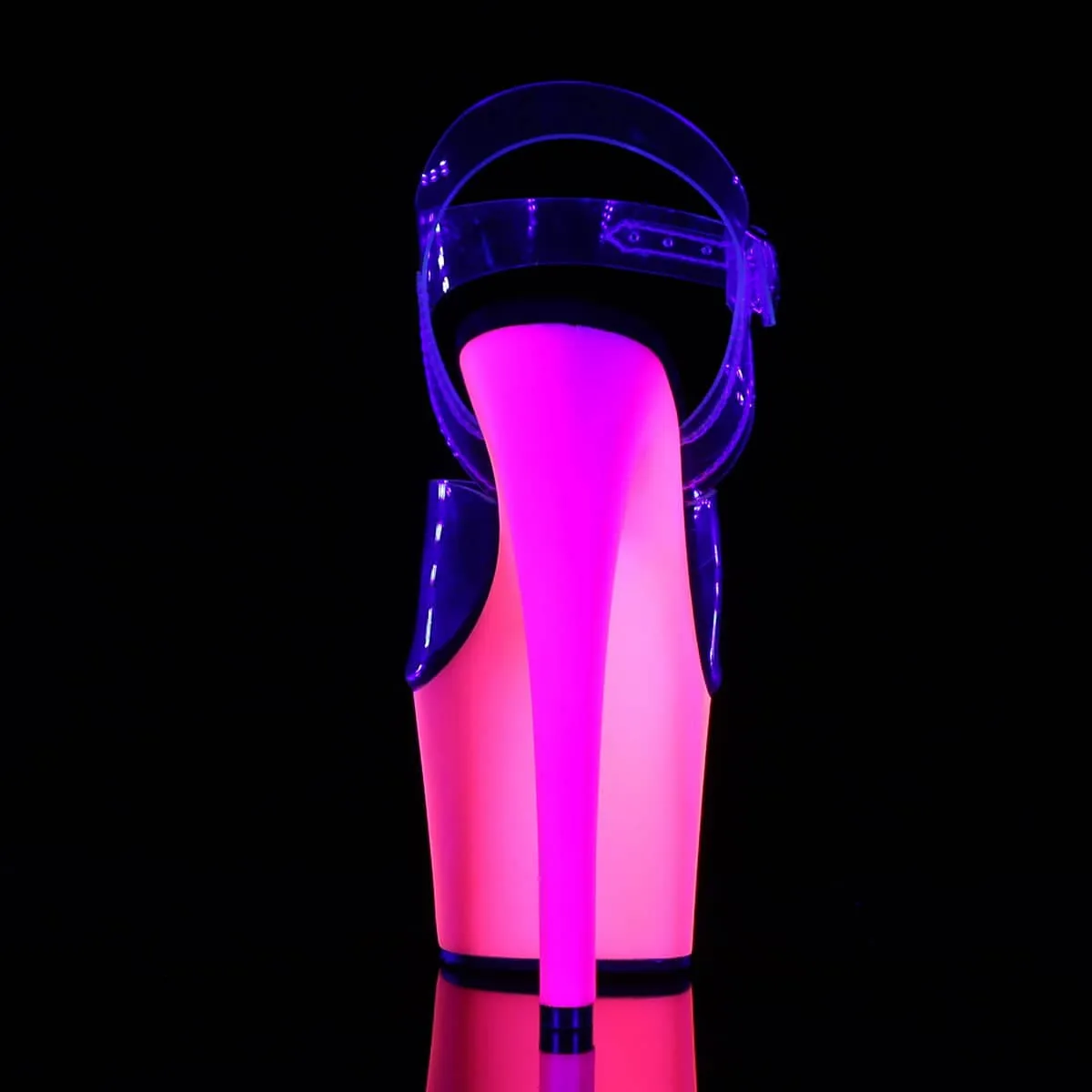 RAINBOW-308UV Clear & Orange Ankle Peep Toe High Heel
