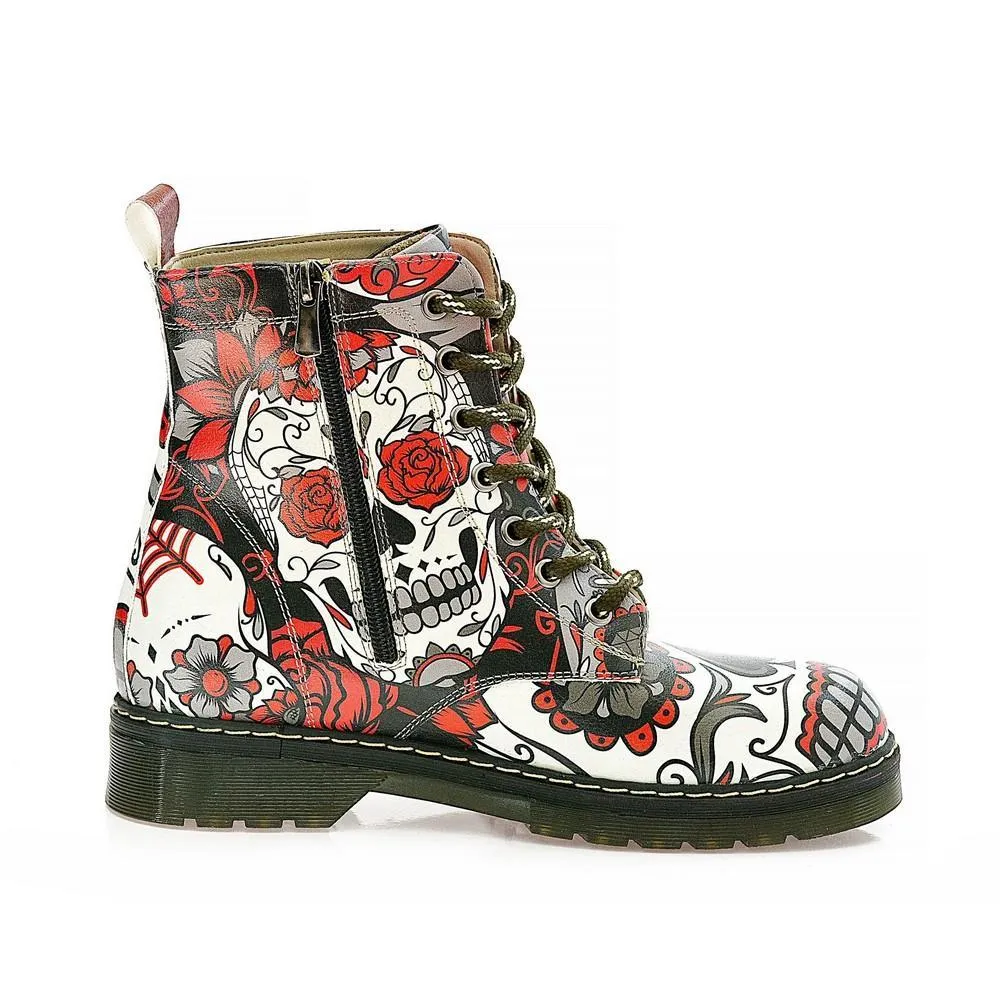 Rose Eyes Skull Long Boots AMAR108
