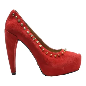 SAHOCO Studded Pump Heels Red Suede Womens UK 4